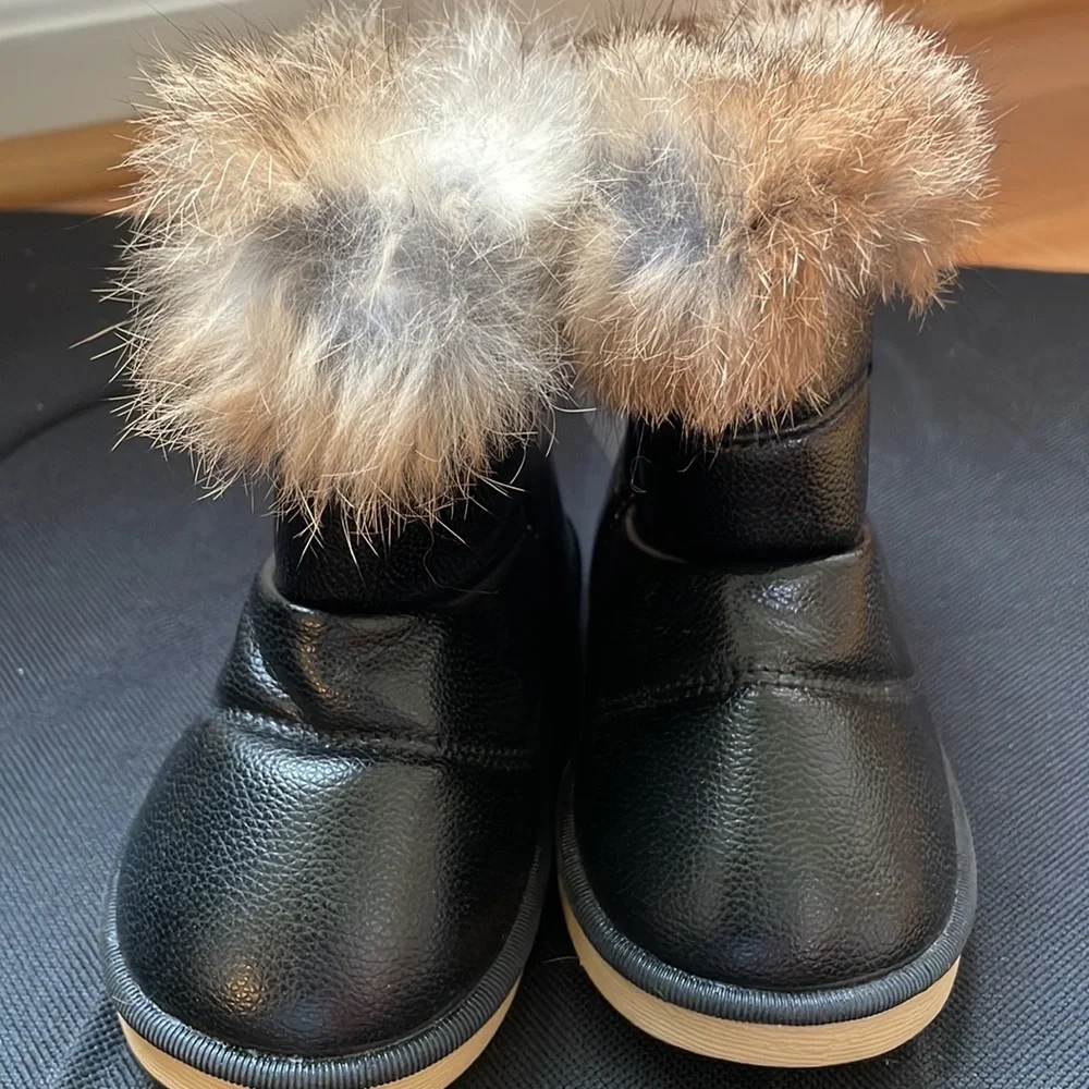 Comfy Kids Girl Snow Boots Waterproof Walking Shoes Black 2-12M NWT